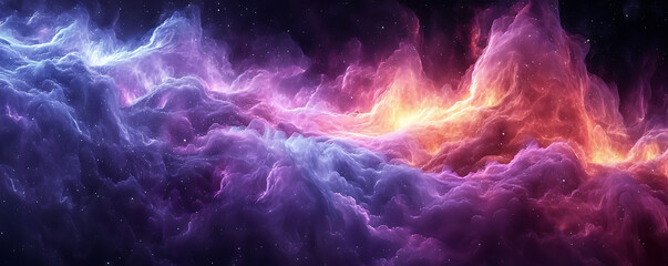 Nebula-inspired patterns with a mirage-like effect in shades of purple, magenta, and blue, creating a cosmic and surreal background