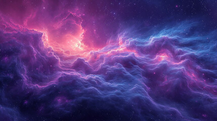 Nebula-inspired patterns with a mirage-like effect in shades of purple, magenta, and blue, creating a cosmic and surreal background
