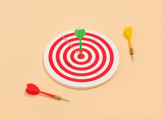 Darts game. Colorful arrows and a fun time.