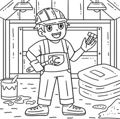 Construction Worker with Wrench and Bolt Coloring