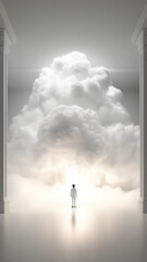 vertical background abstract man in the clouds, the concept of soul faith god dream psychology