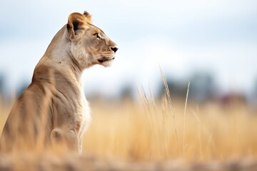 mature lioness surveying the plains