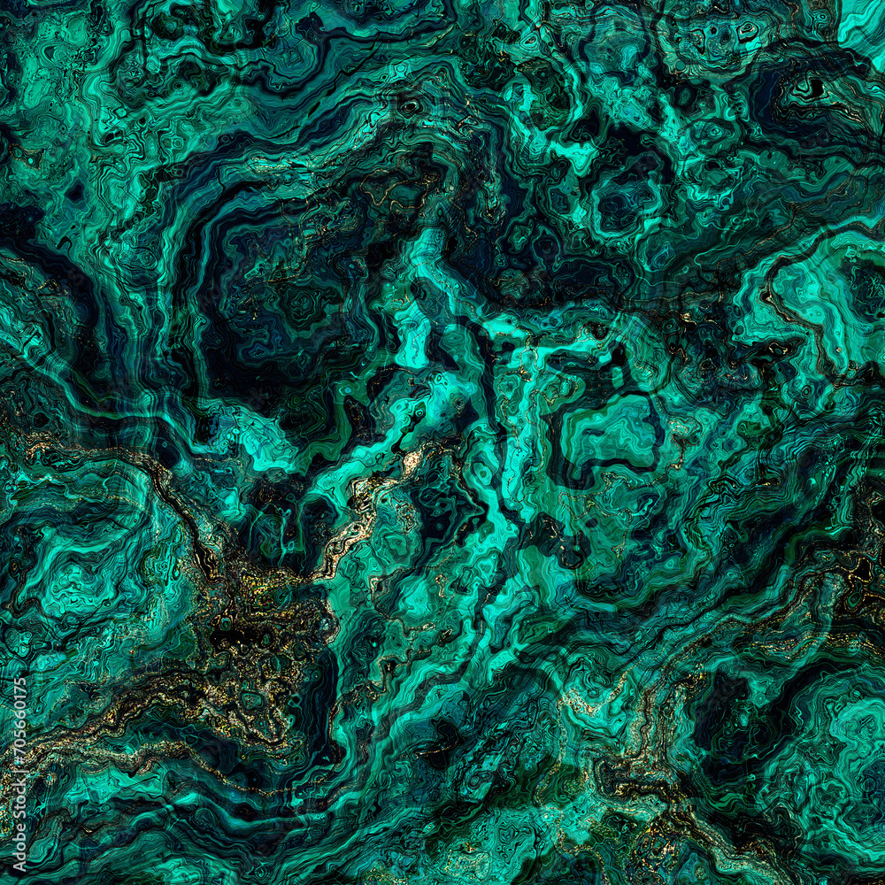 Poster malachite marble texture. fractal digital art background. high resolution. green marble texture with