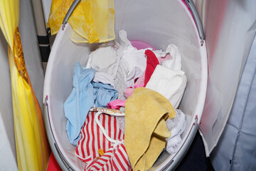 laundry in the closet and tidying up with colorful