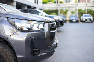 Front view of car parking lot outdoor parking in resident