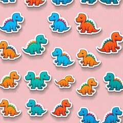 Naklejka premium Minimalist Dinosaur Pattern: High-Quality Vector Art for Apps and Stickers