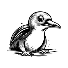 black and white bird Platypus Vector Illustration