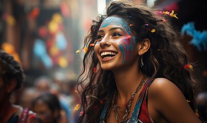 A beautiful woman at a dance carnival generated AI - obrazy, fototapety, plakaty