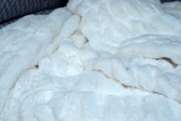 closeup of fluffy  bed linen in decoration store showroom
