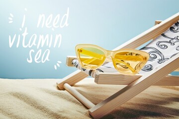 yellow stylish sunglasses deck chair