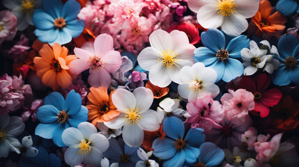 Beautiful spring flowers background, close up. Colorful flowers background.