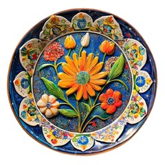 Ceramic Plate with Floral Motif