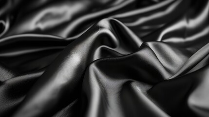 Photograph of premium material with folded black silk background, Generative AI.