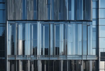 Graphite facade and large windows on a fragment of an office building against a blue sky Modern