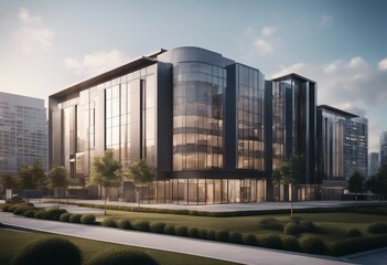Fototapeta na wymiar Modern office building concept 3d rendering
