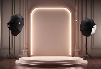 Stylish luxury elegant studio pedestal background 3d illustration 3d rendering