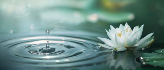 Naklejka na ściany i meble Centered Serenity: Lotus and Waterdrop Meditation
