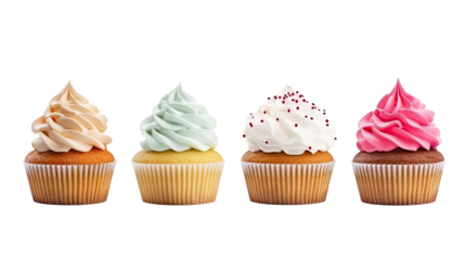 Set of cupcakes isolated on white background. with clipping path