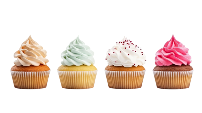 Set of cupcakes isolated on white background. with clipping path