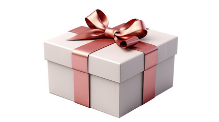 Obraz premium one white gift box with red ribbon and bow isolated with clipping path