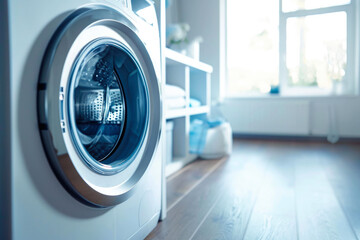 Laundry Room Aesthetics: Close-up of Open Washer