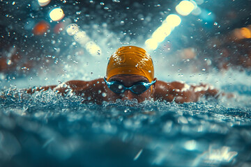 swimmer in the pool during competition