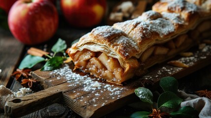 Obraz na płótnie Canvas Strudel with apple filling