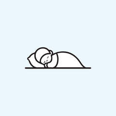 Minimalist Line Drawing of a Peaceful Sleeping Baby on a Plain Background