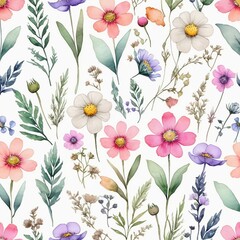 Watercolor Wild Flowers Pattern: Simple and Beautiful Vector Design