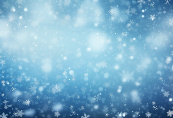 Blue and white shiny Christmas background with snowflakes