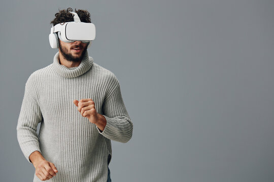 Gadget man virtual digital technology goggles reality device vr glasses innovation
