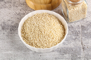 Sesame seeds heap in the bowl