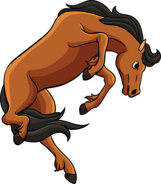 Cowboy Wild Horse Cartoon Colored Clipart 