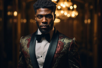 Creative graphics generative ai collage illustration of stunning gorgeous person in elegant outfit celebrate vip party