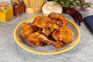Raw marinated chicken drumstick for cooking