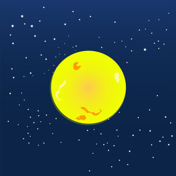 Sun in galaxy space vector, illustration.