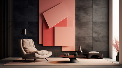 Abstract Elegance: Suprematism-inspired Interior with Geometric Shapes in the Modern Living Room