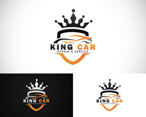 king car logo creative rental service , repair design concept motor sport