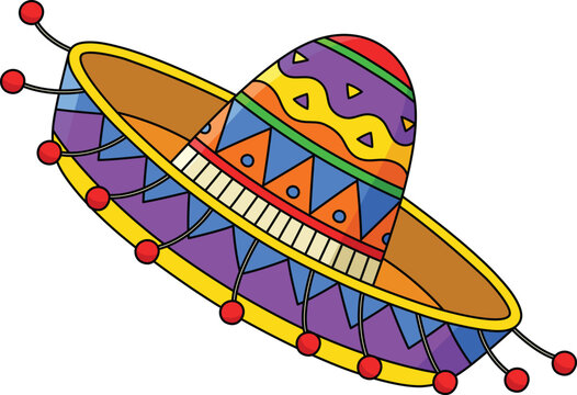 Sombrero Cartoon Colored Clipart Illustration