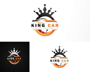 king car logo creative rental service , repair design concept motor sport