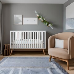 A Scandinavian-inspired nursery with clean lines and natural wood accents4