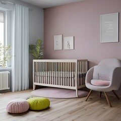 A Scandinavian-inspired nursery with simple furniture and pastel colors5