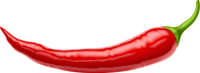 Realistic raw isolated whole chili pepper. 3d vector vibrant, red chilly pod, sleek and fiery, flaunts a slender form, conceals potent heat within, daring taste buds to savor its spicy intensity - obrazy, fototapety, plakaty