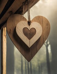 Heart Shaped Wood Hanging Decoration