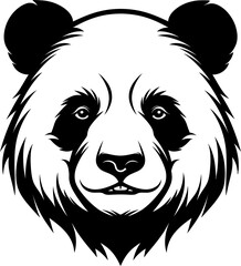 Panda head silhouette in black color. Vector template for laser cutting wall art.