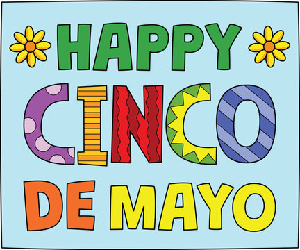 Happy Cinco De Mayo Banner Cartoon Colored Clipart