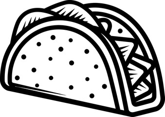 Taco silhouette in black color. Vector template for laser cutting wall art.