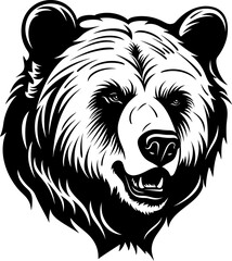 Bear tattoo silhouette in black color. Vector template design art.