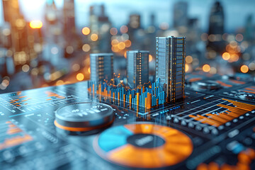 Investment planning and reporting concept. Chart, 3d graph . Reit concept