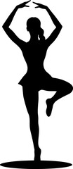 Gymnast woman silhouette in black color. Vector template for laser cutting wall art.